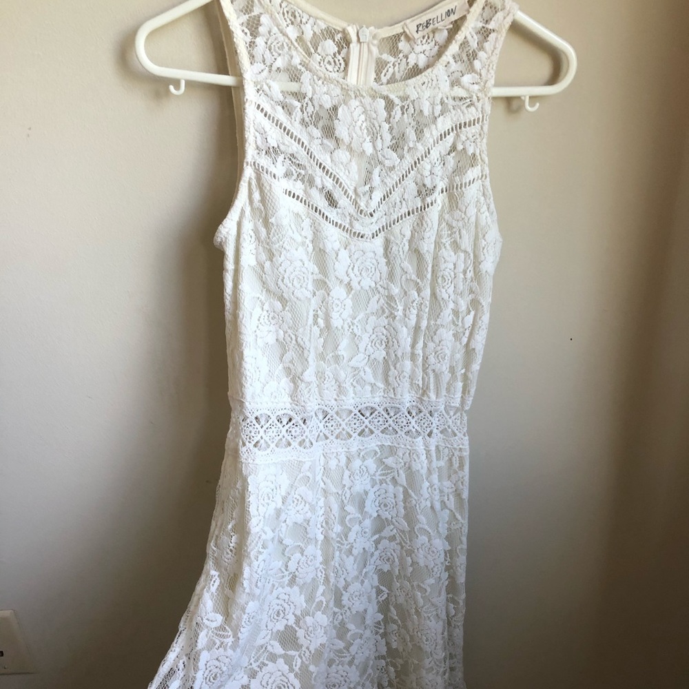 White Lace Illusion Dress